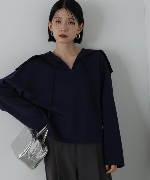 N.（N. Natural Beauty Basic）（エヌエヌナチュラルビューティーベーシック）の「◆裏毛メキシカンパーカー（パーカー・レディース・ベージュ/ネイビー・MEDIUM）」の2枚目の写真