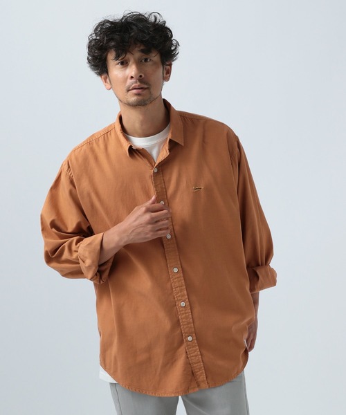 BAYFLOW（ベイフロー）の「ワンポイント刺繍レギュラー長袖シャツ（シャツ/ブラウス・メンズ・オレンジ/チャコールグレー/ホワイト/グリーン・MEDIUM/LARGE）」の4枚目の写真