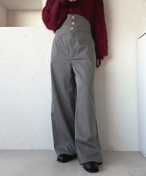 apres jour（アプレジュール）の「【apres jour mimi】2WAYウエスト折り返しパンツ【ZOZOTOWN限定アイテム】（スラックス・レディース・ベージュ/チャコールグレー・フリー/X-LARGE）」の2枚目の写真