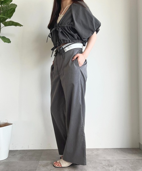 apres jour（アプレジュール）の「【apres jour mimi】2WAYウエスト折り返しパンツ【ZOZOTOWN限定アイテム】（スラックス・レディース・ベージュ/チャコールグレー・フリー/X-LARGE）」の6枚目の写真