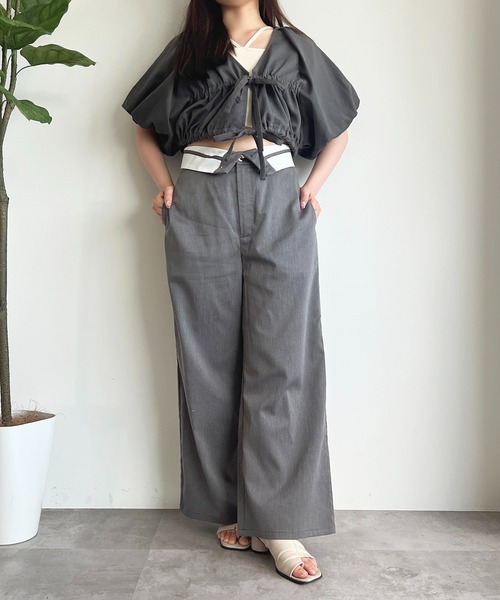 apres jour（アプレジュール）の「【apres jour mimi】2WAYウエスト折り返しパンツ【ZOZOTOWN限定アイテム】（スラックス・レディース・ベージュ/チャコールグレー・フリー/X-LARGE）」の5枚目の写真