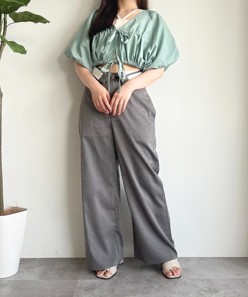 apres jour（アプレジュール）の「【apres jour mimi】2WAYウエスト折り返しパンツ【ZOZOTOWN限定アイテム】（スラックス・レディース・ベージュ/チャコールグレー・フリー/X-LARGE）」の4枚目の写真