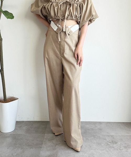 apres jour（アプレジュール）の「【apres jour mimi】2WAYウエスト折り返しパンツ【ZOZOTOWN限定アイテム】（スラックス・レディース・ベージュ/チャコールグレー・フリー/X-LARGE）」の7枚目の写真