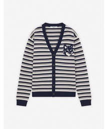 FOX HEAD INTARSIA STRIPED COMFORT CARDIGAN
