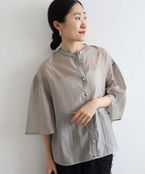 le.coeur blanc(ルクールブラン)の「シアーフレアスリーブ2WAYブラウス(シャツ/ブラウス・レディース・ブラック/グレイッシュベージュ/キャメル・38)」の19枚目の写真