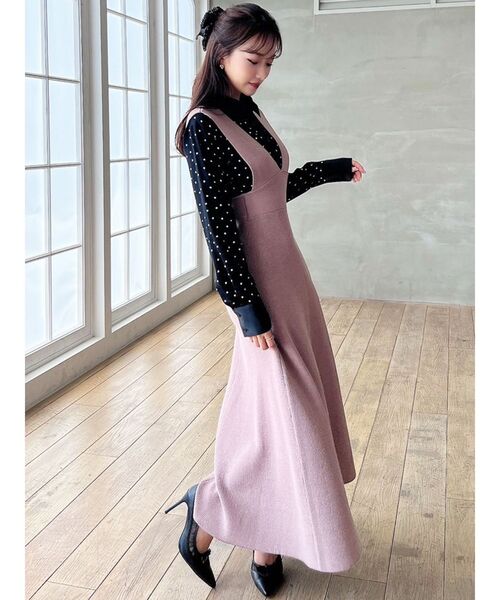 RESEXXY（リゼクシー）の「コルセットフレアニットジャンスカ（ジャンパースカート・レディース・ピンク/ブラック/アイボリー・FREE）」の7枚目の写真