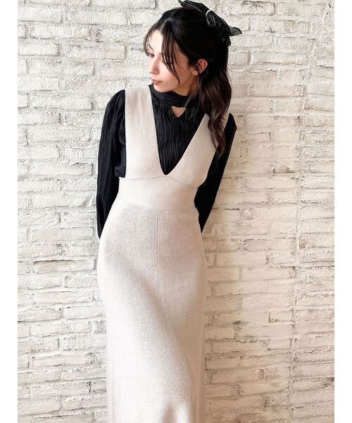 RESEXXY（リゼクシー）の「コルセットフレアニットジャンスカ（ジャンパースカート・レディース・ピンク/ブラック/アイボリー・FREE）」の12枚目の写真