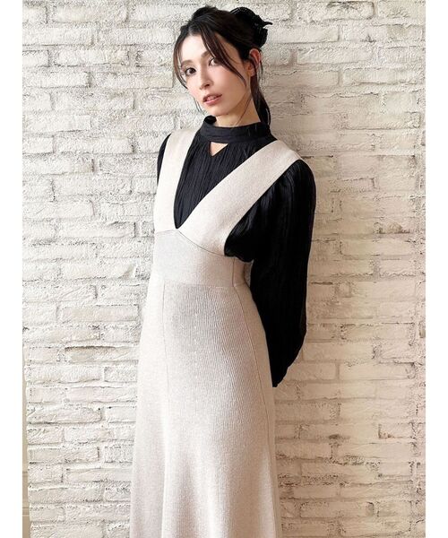 RESEXXY（リゼクシー）の「コルセットフレアニットジャンスカ（ジャンパースカート・レディース・ピンク/ブラック/アイボリー・FREE）」の13枚目の写真