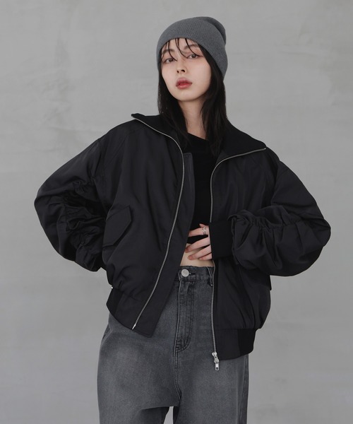セール】ギャザースリーブWジップブルゾン（ブルゾン）｜LIAN（リアン