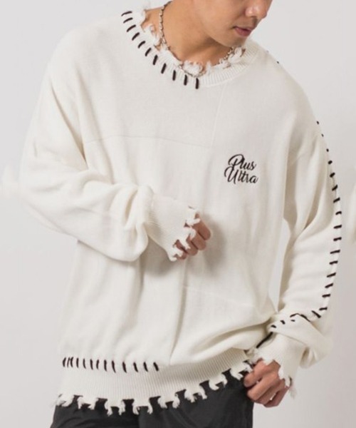 セール】【RE730】 レースアップが可愛い古着テイストの春ニット