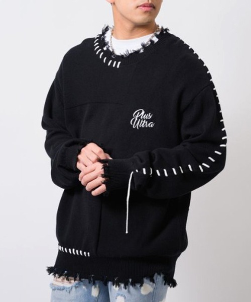 【RE730】 レースアップが可愛い古着テイストの春ニットセーター（ニット/セーター）｜RE730（アールイーセブンサーティー） 7,838円