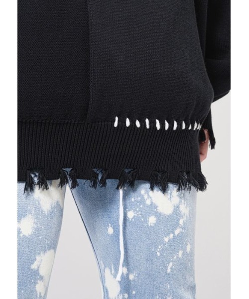 RE730（アールイーセブンサーティー）の「【RE730】 レースアップが可愛い古着テイストの春ニットセーター（ニット/セーター・メンズ・ブラック/オフホワイト・MEDIUM/LARGE/X-LARGE）」の19枚目の写真