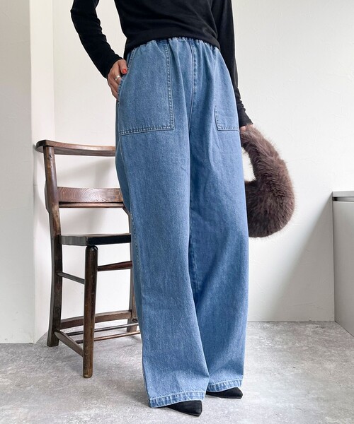 fredy emue（フレディエミュ）の「デニムイージーベイカーパンツ（デニムパンツ・レディース・ネイビー/ブルー・36/38）」の10枚目の写真