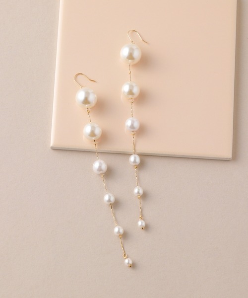 CALIN STANDARD(カリンスタンダード)の「◆◆金属アレルギー対応◆◆〈ecru〉 ロングパールピアス(ピアス(両耳用)・レディース・ゴールド・FREE)」の6枚目の写真