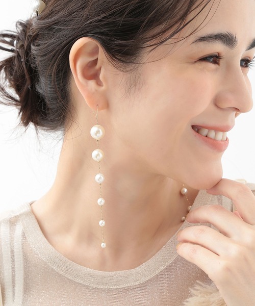 CALIN STANDARD(カリンスタンダード)の「◆◆金属アレルギー対応◆◆〈ecru〉 ロングパールピアス(ピアス(両耳用)・レディース・ゴールド・FREE)」の7枚目の写真