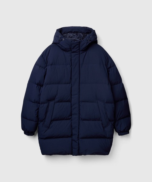 BENETTON (UNITED COLORS OF BENETTON)(ベネトンユナイテッドカラーズオブベネトン)の「【GREEN B】ナイロンフード付き無地ダウンコート(ダウンジャケット/コート・メンズ・ネイビー・MEDIUM/SMALL)」の5枚目の写真