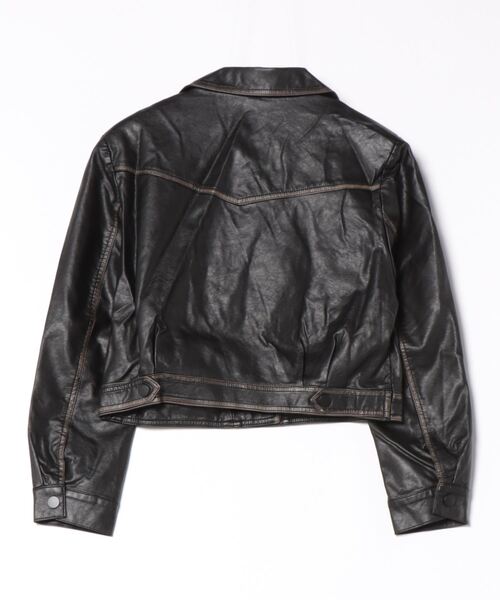 SPINNS（スピンズ）の「加工合皮ライダースジャケット（ライダースジャケット・レディース・ブラウン/ブラック・ONESIZE）」の3枚目の写真