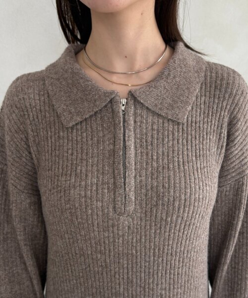 Thevon（ゼボン）の「袖先配色ハーフジップニットワンピース（ワンピース・レディース・ブラック/ベージュ/グレー/モカ・FREE）」の17枚目の写真