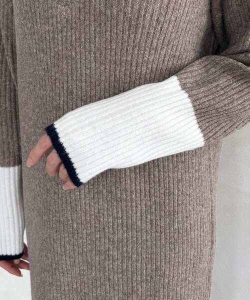 Thevon（ゼボン）の「袖先配色ハーフジップニットワンピース（ワンピース・レディース・ブラック/ベージュ/グレー/モカ・FREE）」の18枚目の写真