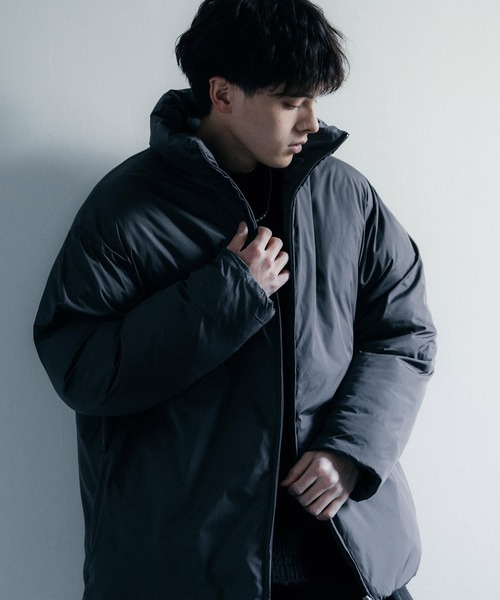 セール】オーバーサイズ ハイネックファイバーダウン中綿ジャケット