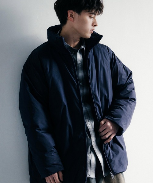 オーバーサイズ ハイネックファイバーダウン中綿ジャケット（ダウン