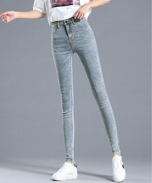 kirakiraShop(キラキラショップ)の「裏起毛 ハイウエスト スキニー デニム(デニムパンツ・レディース・ブラック/ブルー/ダークブルー・S/M/L/XL)」の7枚目の写真