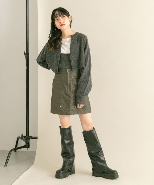 KBF（ケイビーエフ）の「コーティングミニスカート（スカート・レディース・ブラック/カーキ・ONE）」の13枚目の写真