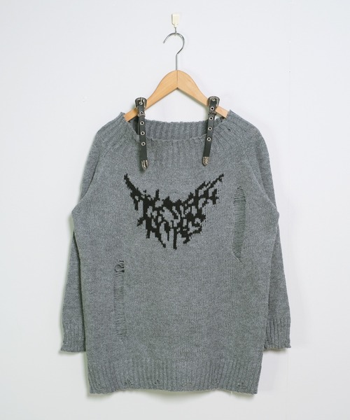 shopnikoniko(ショップニコニコ)の「バタフライ ベルトショルダー オフショルダメージニット(ニット/セーター・レディース・グレー/ベージュ/ブラウン・フリー)」の20枚目の写真