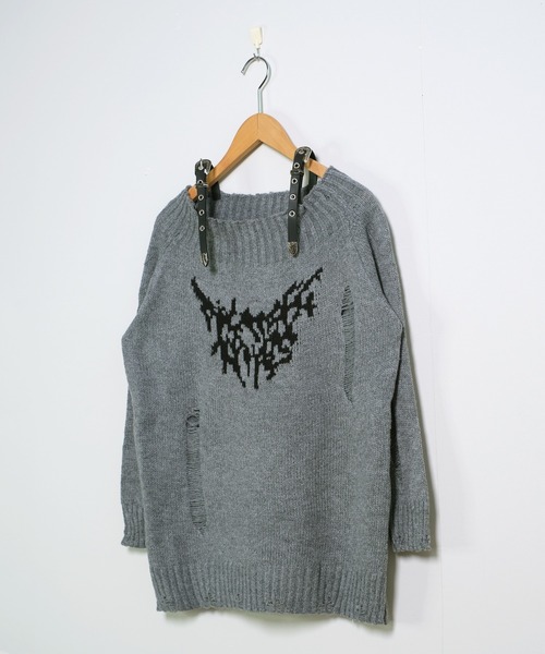 shopnikoniko(ショップニコニコ)の「バタフライ ベルトショルダー オフショルダメージニット(ニット/セーター・レディース・グレー/ベージュ/ブラウン・フリー)」の21枚目の写真