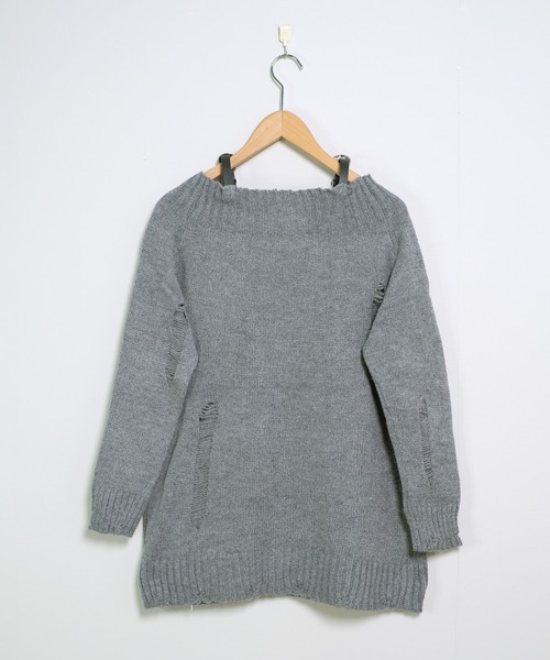 shopnikoniko(ショップニコニコ)の「バタフライ ベルトショルダー オフショルダメージニット(ニット/セーター・レディース・グレー/ベージュ/ブラウン・フリー)」の22枚目の写真