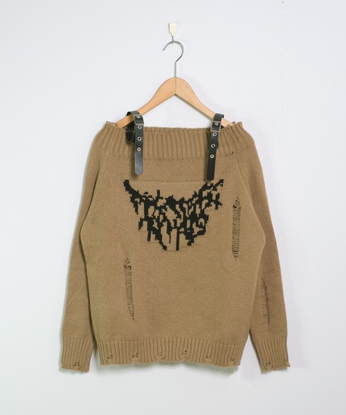 shopnikoniko(ショップニコニコ)の「バタフライ ベルトショルダー オフショルダメージニット(ニット/セーター・レディース・グレー/ベージュ/ブラウン・フリー)」の18枚目の写真