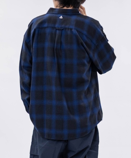 GERRY（ジェリー）の「【ag】〔GERRY/ジェリー〕ロゴ刺繍 ソフトネルチェックシャツ（シャツ/ブラウス・メンズ・ネイビー/ブラック系1/ブラウン/ホワイト/ベージュ/ダークグリーン/サックスブルー・LARGE/X-LARGE/MEDIUM）」の15枚目の写真