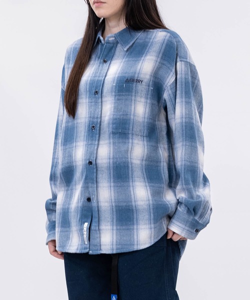 GERRY（ジェリー）の「【ag】〔GERRY/ジェリー〕ロゴ刺繍 ソフトネルチェックシャツ（シャツ/ブラウス・メンズ・ネイビー/ブラック系1/ブラウン/ホワイト/ベージュ/ダークグリーン/サックスブルー・LARGE/X-LARGE/MEDIUM）」の19枚目の写真
