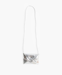 Fulgent silver and white gold leather envelope purse - Middle