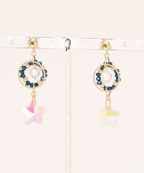 tone（トーン）の「【wamushroom by wamcom*】navy ring star ピアス（ピアス（両耳用）・レディース・ブルー・FREE）」の2枚目の写真