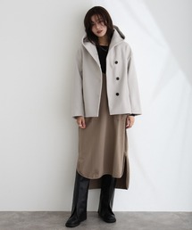 ElegChic（エレグシック）の「家で洗えるフード付き ジャケット （ステンカラーコート）」