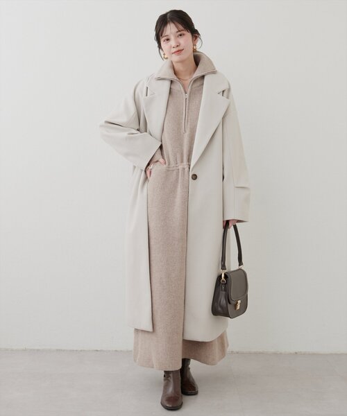 【美品】Drawer 9G畦編み　ニットワンピース　ノースリーブ　カシミヤ混 Drawer（ドゥロワー）の「Drawer 9G畦編みクルーネックニット