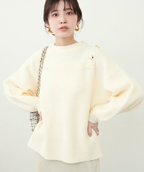 natural couture(ナチュラルクチュール)の「畦編み肩開きニット(ニット/セーター・レディース・レッド系その他/オフホワイト/グレイッシュベージュ/ブラック・FREE)」の7枚目の写真