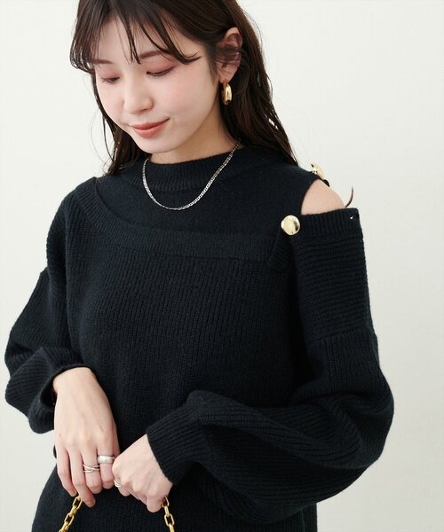 natural couture(ナチュラルクチュール)の「畦編み肩開きニット(ニット/セーター・レディース・レッド系その他/オフホワイト/グレイッシュベージュ/ブラック・FREE)」の11枚目の写真