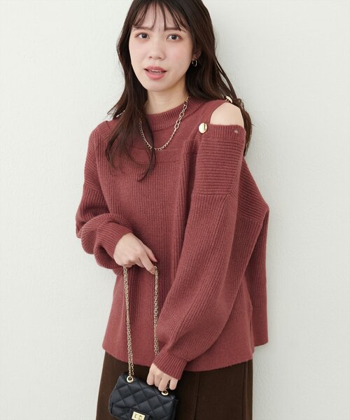 セール】畦編み肩開きニット（ニット/セーター）｜natural couture