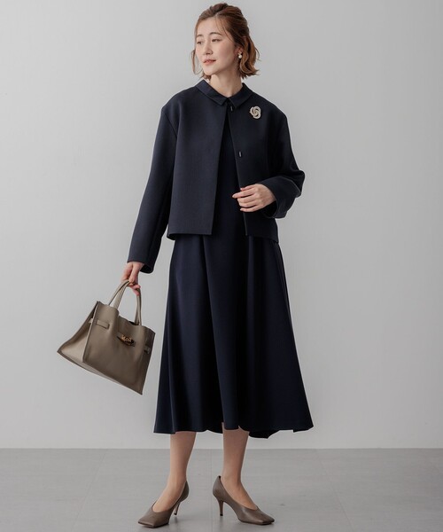23区（ニジュウサンク）の「【VERYコラボ】ストレッチトリプルクロス ノーカラージャケット（ノーカラージャケット・レディース・ネイビー系/ベージュ系・38/40）」の15枚目の写真