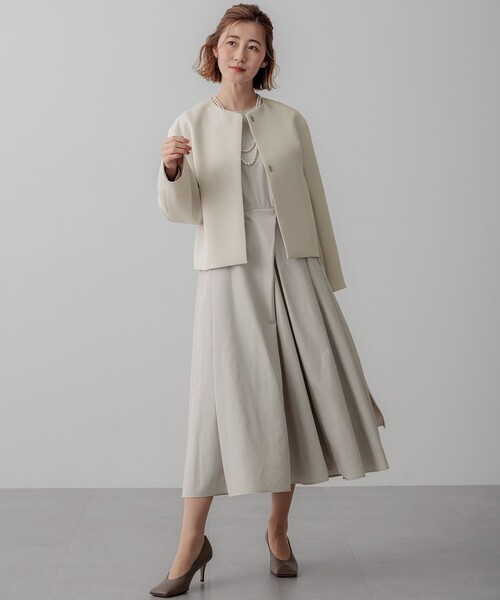 23区（ニジュウサンク）の「【VERYコラボ】ストレッチトリプルクロス ノーカラージャケット（ノーカラージャケット・レディース・ネイビー系/ベージュ系・38/40）」の3枚目の写真