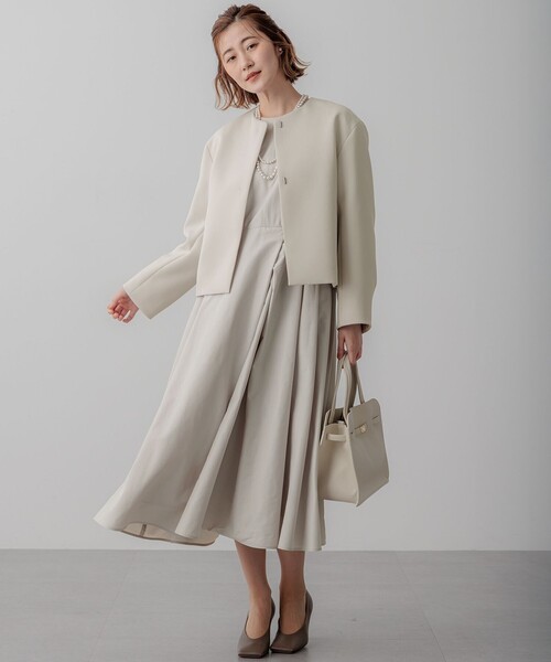 23区（ニジュウサンク）の「【VERYコラボ】ストレッチトリプルクロス ノーカラージャケット（ノーカラージャケット・レディース・ネイビー系/ベージュ系・38/40）」の4枚目の写真