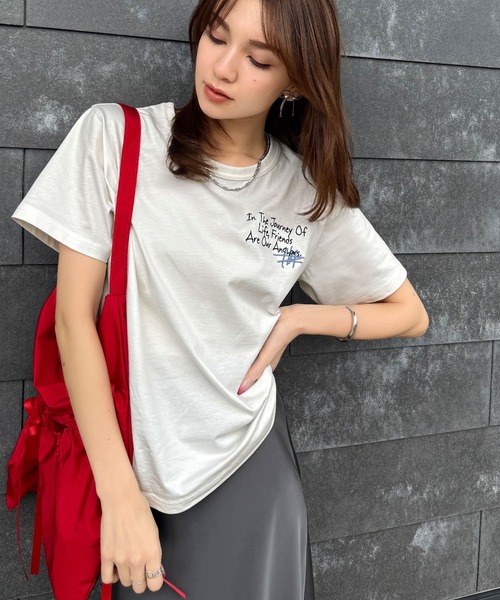 ぐるり360°どこからだって映えちゃう。オーガニックコットン100%らくがき風刺繍無地＆ボーダー柄半袖Tシャツ