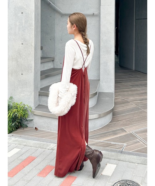 Ungrid（アングリッド）の「ベロアキャミワンピース（ワンピース・レディース・レッド/ヘザーグレー/ブラック・FREE）」の6枚目の写真