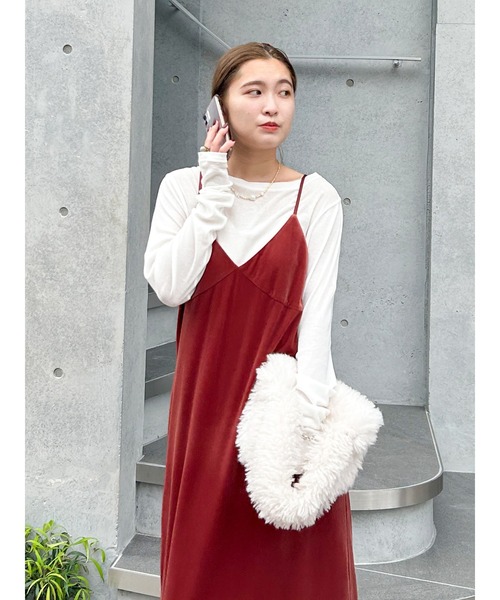 Ungrid（アングリッド）の「ベロアキャミワンピース（ワンピース・レディース・レッド/ヘザーグレー/ブラック・FREE）」の7枚目の写真