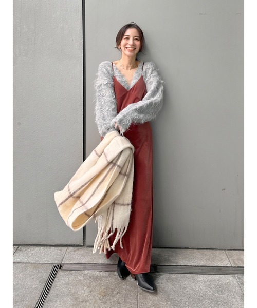 Ungrid（アングリッド）の「ベロアキャミワンピース（ワンピース・レディース・レッド/ヘザーグレー/ブラック・FREE）」の9枚目の写真