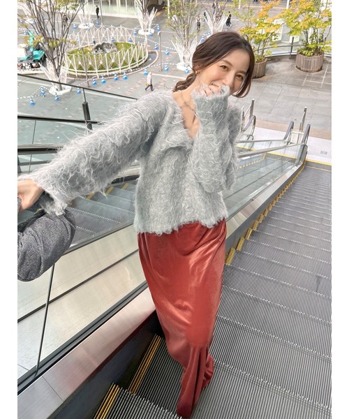 Ungrid（アングリッド）の「ベロアキャミワンピース（ワンピース・レディース・レッド/ヘザーグレー/ブラック・FREE）」の12枚目の写真