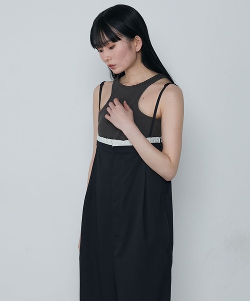 le ELMi（ルエルミ）の「Edge-cut cup-padded amesri tank / エッジカットカップ付きアメスリタンク（タンクトップ・レディース・アイボリー/ブラック/ブラウン・FREE）」の14枚目の写真