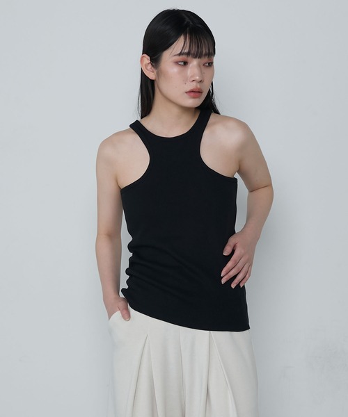Edge-cut cup-padded amesri tank / エッジカットカップ付き